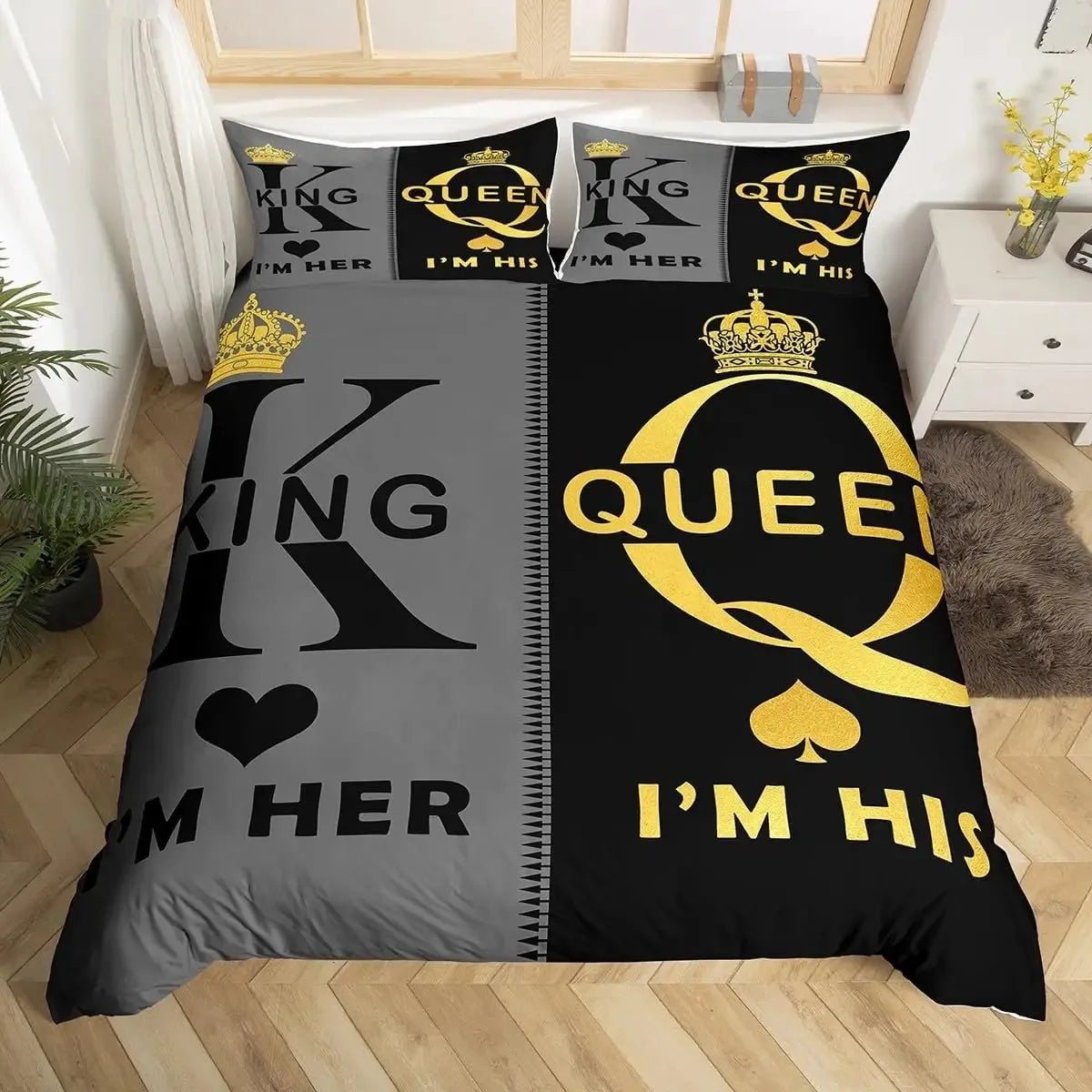 King and Queen Duvet Cover Set 2/3 Pcs Romantic Valentine's Day Bedding Set Microfiber Comforter Cover Wedding Anniversary Gifts