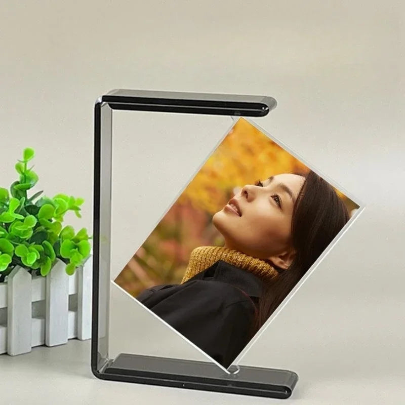 Creative Double-sided Rotating 6-inch High-definition Transparent Acrylic Photo Frame for Weddings and Home Decor