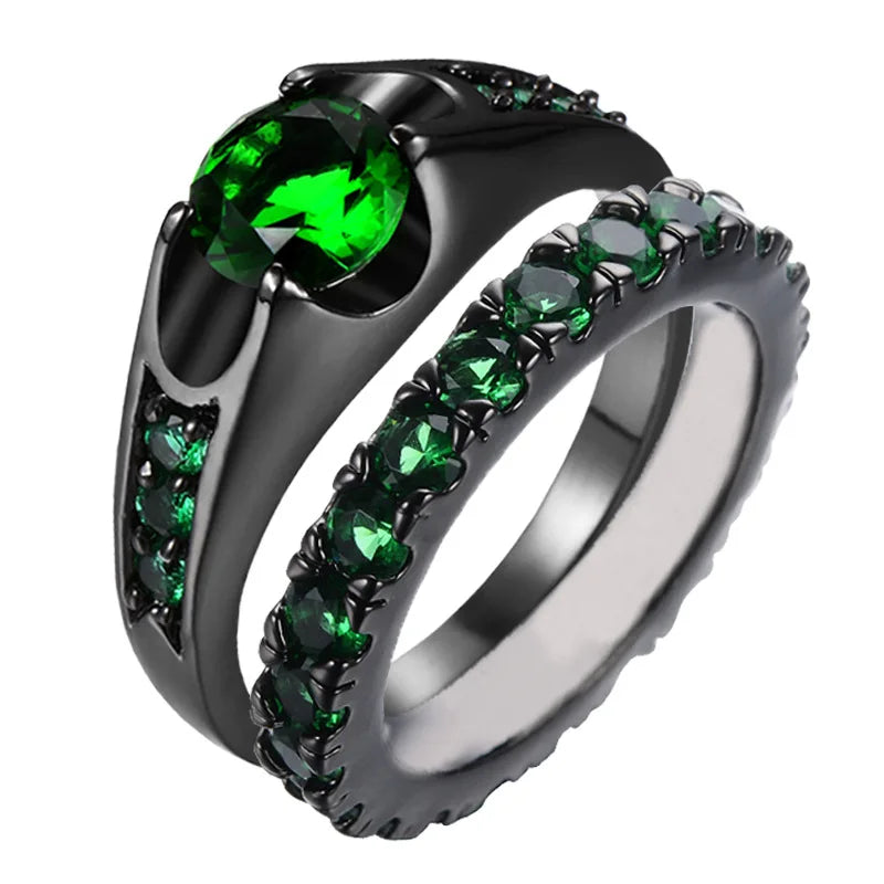Romantic Emerald Women's Ring, Stainless Steel Dragon Pattern Men's Couple Ring Accessories Gift