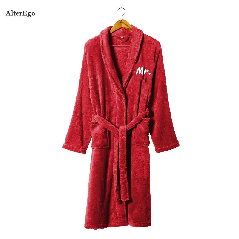 Custom Plush Bathrobe Personalized Terry Robe Bride Groom Customized Mens Bathrobes Valentines Gifts Robes for Couple Bath Robes