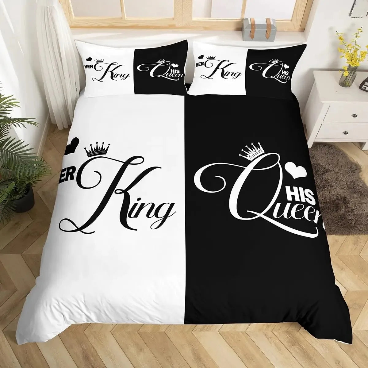 King and Queen Duvet Cover Set 2/3 Pcs Romantic Valentine's Day Bedding Set Microfiber Comforter Cover Wedding Anniversary Gifts