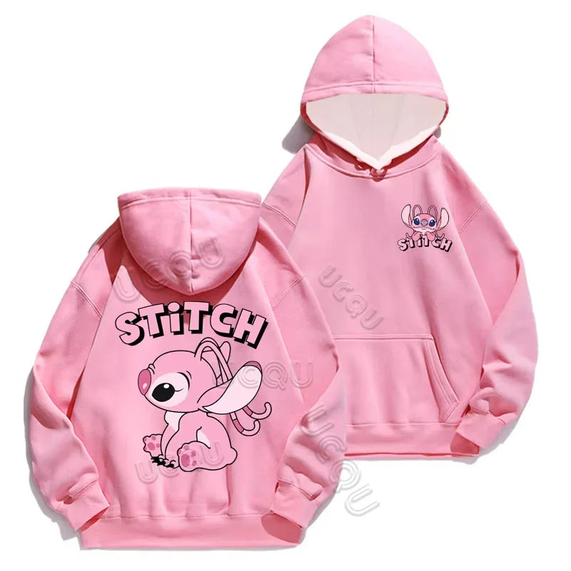 Miniso Funny Anime Autum Winter Men Women Hoodie Girl Boy Lilo and Stitch Sweatshirt Manga 3D Oversize Unisex Pullover Hoodies