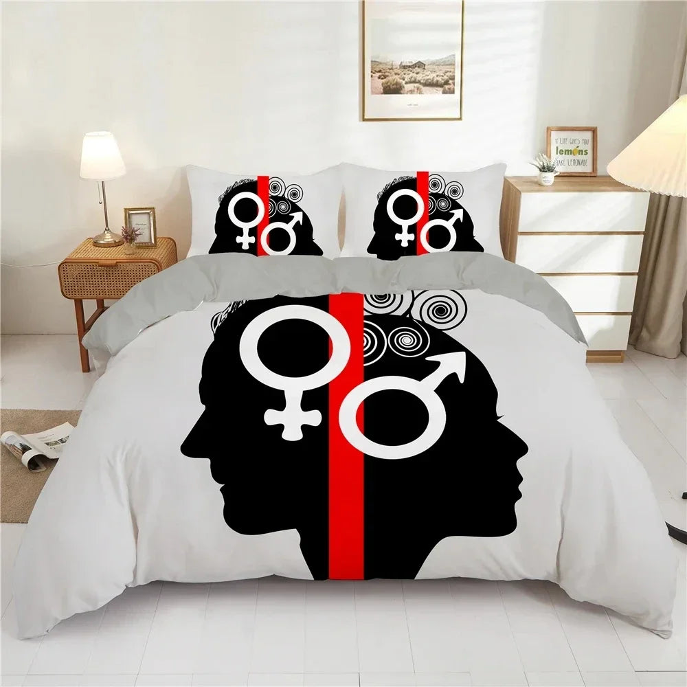 Couples Modern Duvet Cover Queen 220x240 260x240 Crown Bedding Set Black White Bed Cover For Double Bed 2 sp Adult Bedroom Set