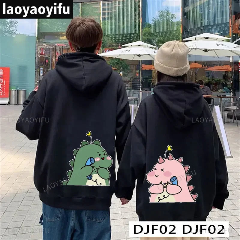 Cute Cartoon Dinosaur Pullover Couple Spring Hooded Women Men Fashion All-Match Hoodie Clothing Female Personality Streetwear