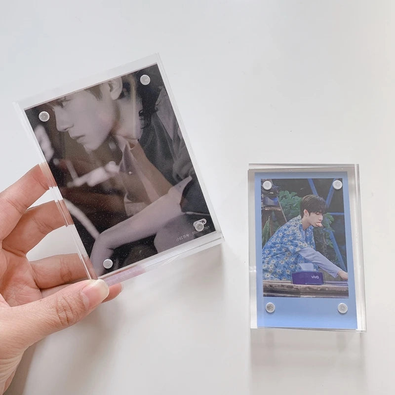 Acrylic Magnetic Frame Double Sided Clear Magnetic Photo Frames Mini Picture Display Stand Kpop Photocard Holder Home Decor