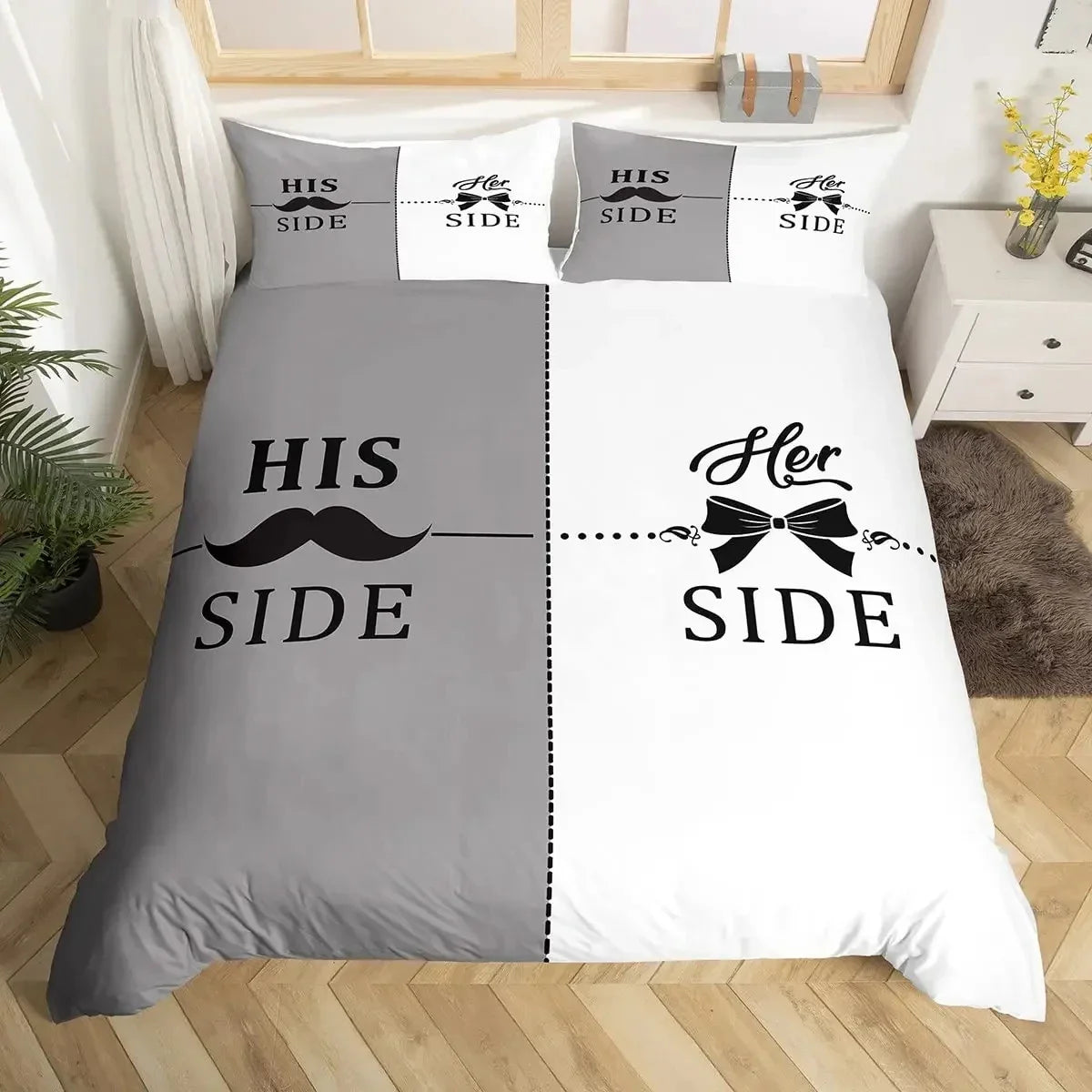 Couples Modern Duvet Cover Queen 220x240 260x240 Crown Bedding Set Black White Bed Cover For Double Bed 2 sp Adult Bedroom Set