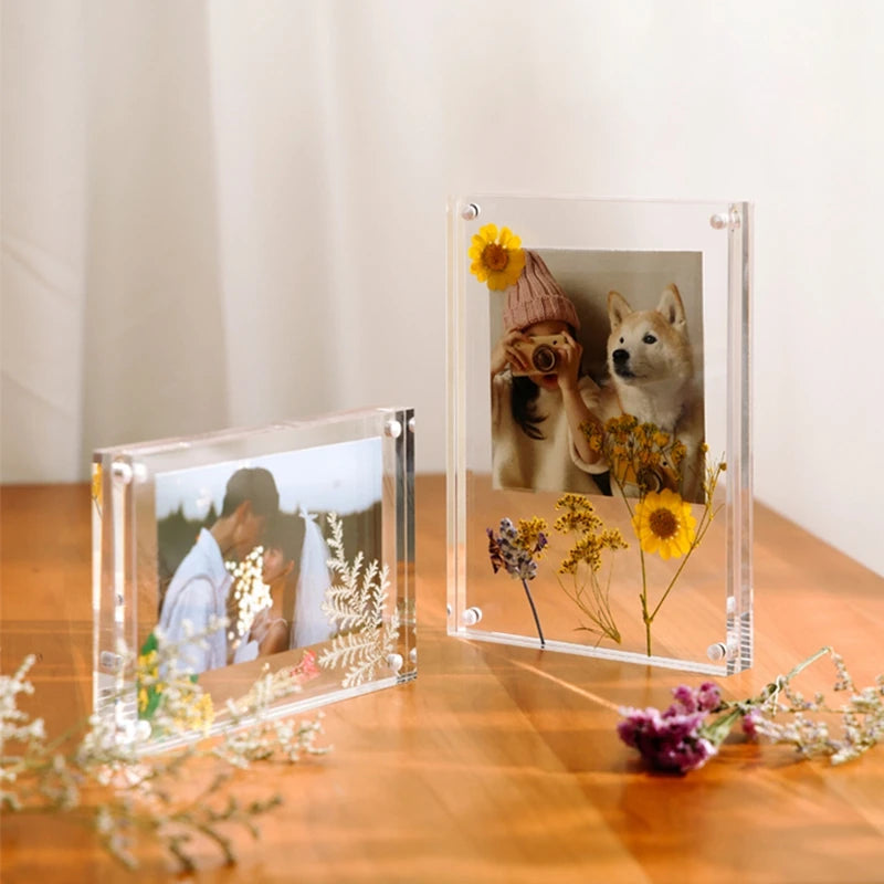 Acrylic Magnetic Frame Double Sided Clear Magnetic Photo Frames Mini Picture Display Stand Kpop Photocard Holder Home Decor
