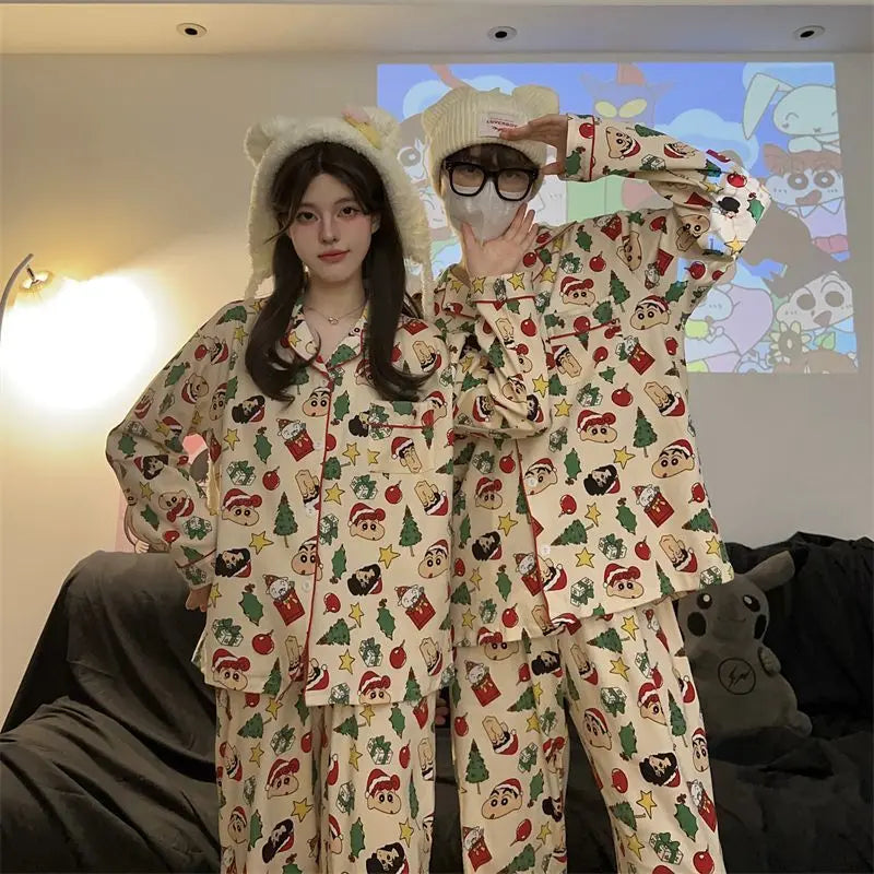 Couple Pajamas Plus Size Men'S And Women'S Summer Crayon Shin Chan Same Style Japanese Cute Cartoon Home Clothes Comfortable
