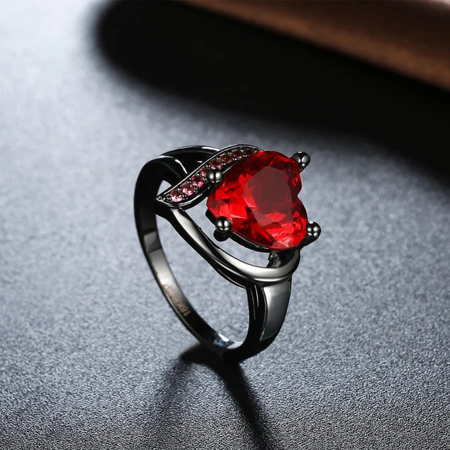 Fashion Couple Rings Romantic Women Heart Blue Rhinestones Zircon Ring Men Stainless Steel Celtic Dragon Ring Jewelry Wholesale