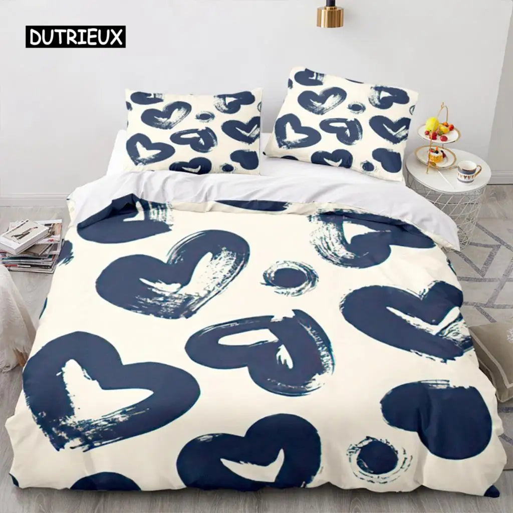Red Love Heart Duvet Cover Luxury Romantic Theme Bedding Set For Couple Valentine's Day Gifts For Girlfriend Bedroom Decoration