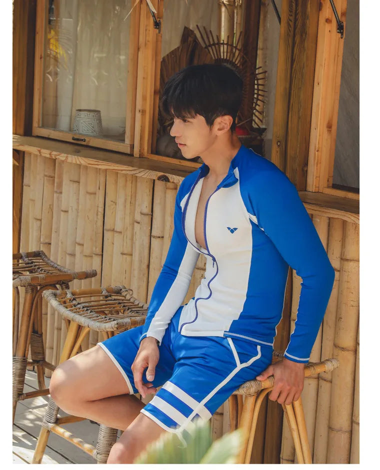 Womens Men Long Sleeve Rash Guard Swimsuit Sun Protection Sport Wetsuit 2-3 Pieces Swimsuit Set Water Sports Beachwear Tracksuit