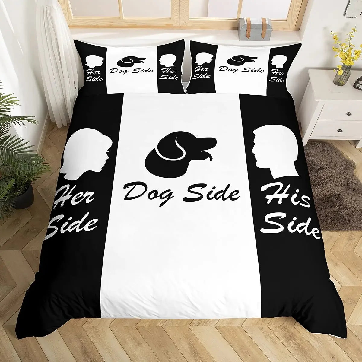 Black And White Duvet Cover Set King And Queen Bedding Set For Couple Romantic Valentine's Day Presents Polyester Duvet Cover
