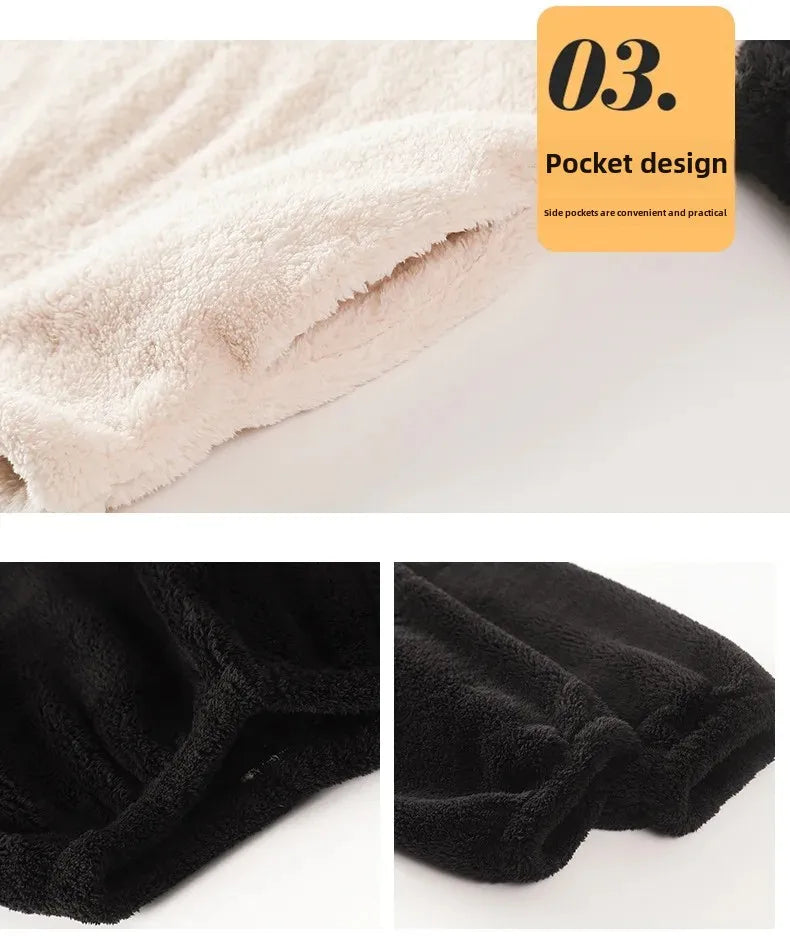 Couple's Flannel Pajamas Round Neck Long Sleeve Korean Style Homewear Pullover Thickened Autumn Winter Warm Round Neck Pajamas
