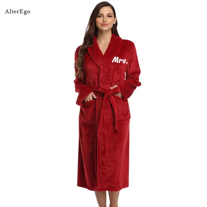Custom Plush Bathrobe Personalized Terry Robe Bride Groom Customized Mens Bathrobes Valentines Gifts Robes for Couple Bath Robes