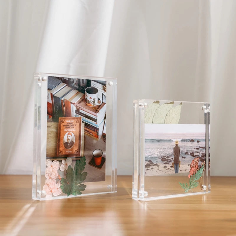 Acrylic Magnetic Frame Double Sided Clear Magnetic Photo Frames Mini Picture Display Stand Kpop Photocard Holder Home Decor