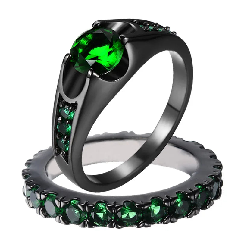 Romantic Emerald Women's Ring, Stainless Steel Dragon Pattern Men's Couple Ring Accessories Gift