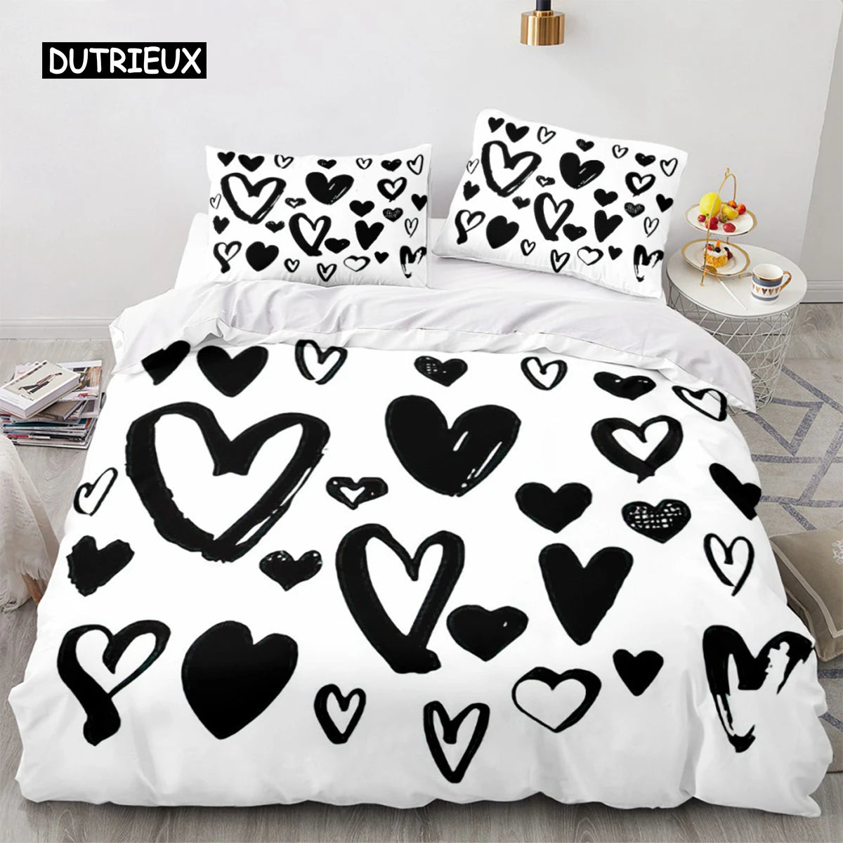 Red Love Heart Duvet Cover Luxury Romantic Theme Bedding Set For Couple Valentine's Day Gifts For Girlfriend Bedroom Decoration