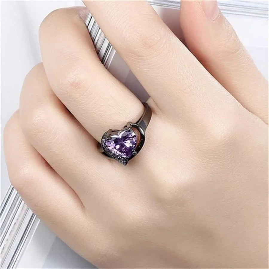 Fashion Couple Rings Romantic Women Heart Blue Rhinestones Zircon Ring Men Stainless Steel Celtic Dragon Ring Jewelry Wholesale