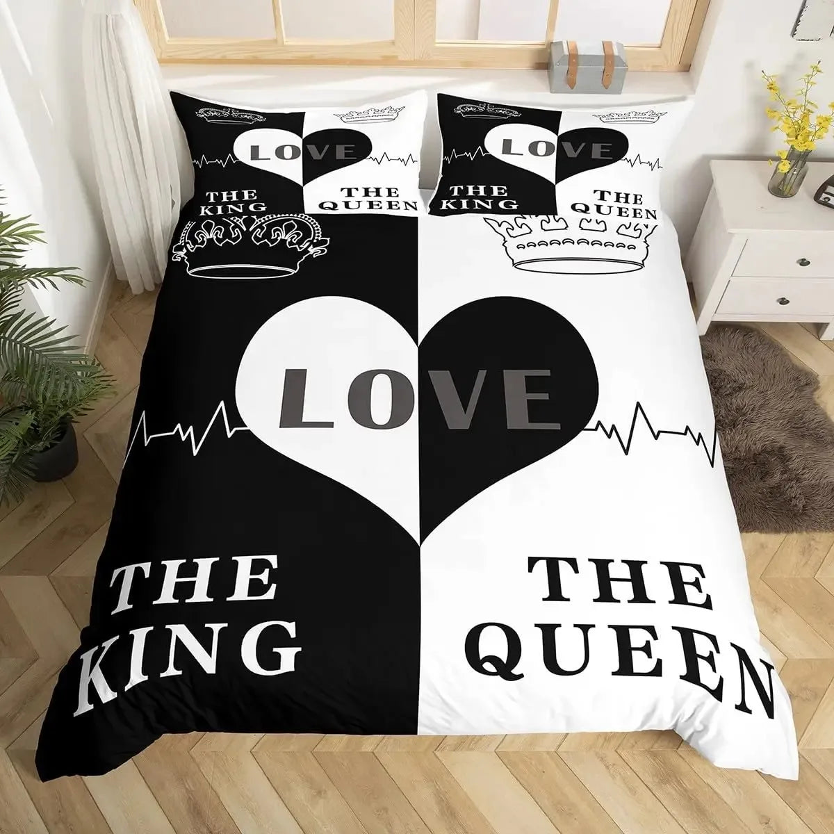 King and Queen Duvet Cover Set 2/3 Pcs Romantic Valentine's Day Bedding Set Microfiber Comforter Cover Wedding Anniversary Gifts