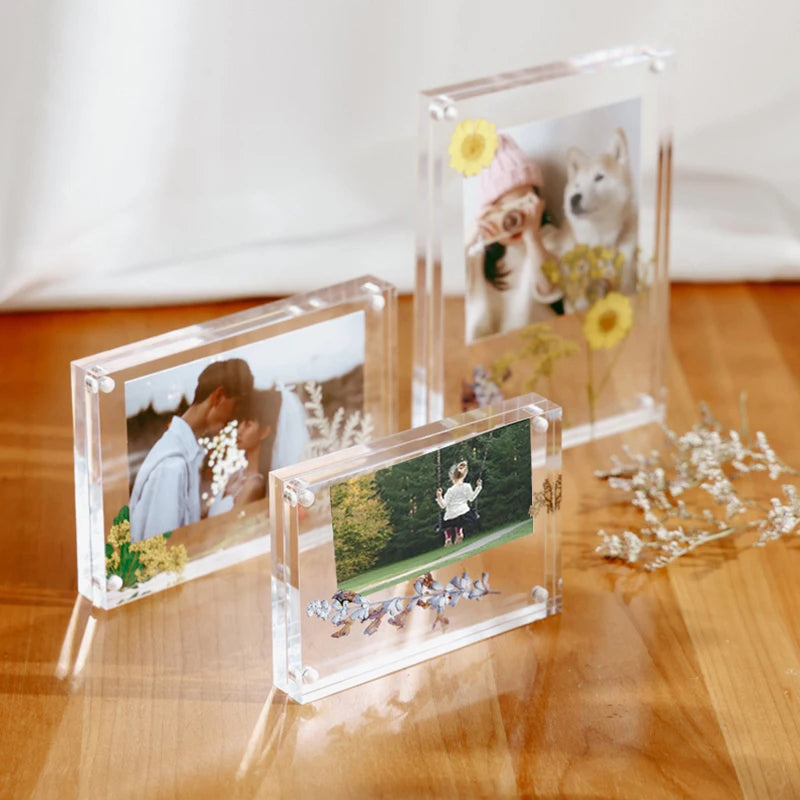 Acrylic Magnetic Frame Double Sided Clear Magnetic Photo Frames Mini Picture Display Stand Kpop Photocard Holder Home Decor