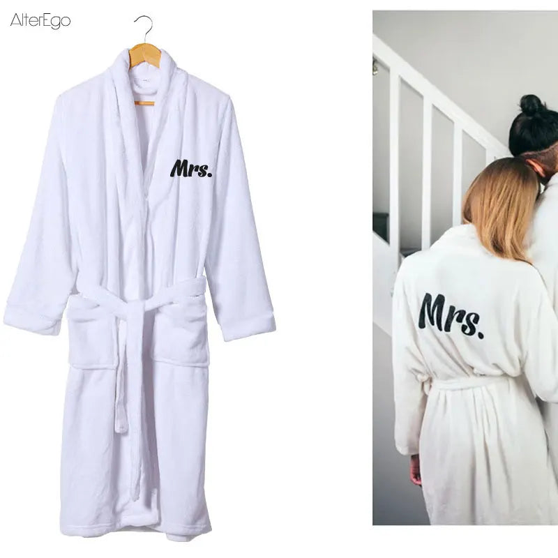 Custom Plush Bathrobe Personalized Terry Robe Bride Groom Customized Mens Bathrobes Valentines Gifts Robes for Couple Bath Robes