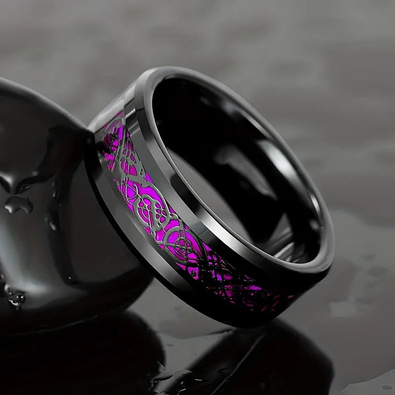 Sweet romantic love heart ring for women, men dragon pattern stainless steel couple jewelry wholesale