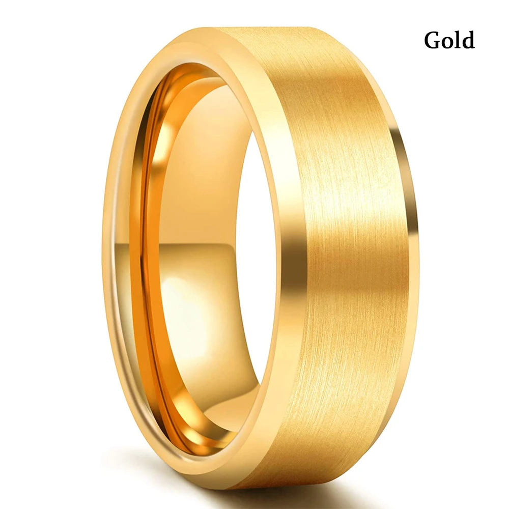 Fashion 8mm Black Tungsten Wedding Ring For Men Thin Blue Line Groove Black Brushed Ladder Edge Ring Men's Wedding Band Jewelry