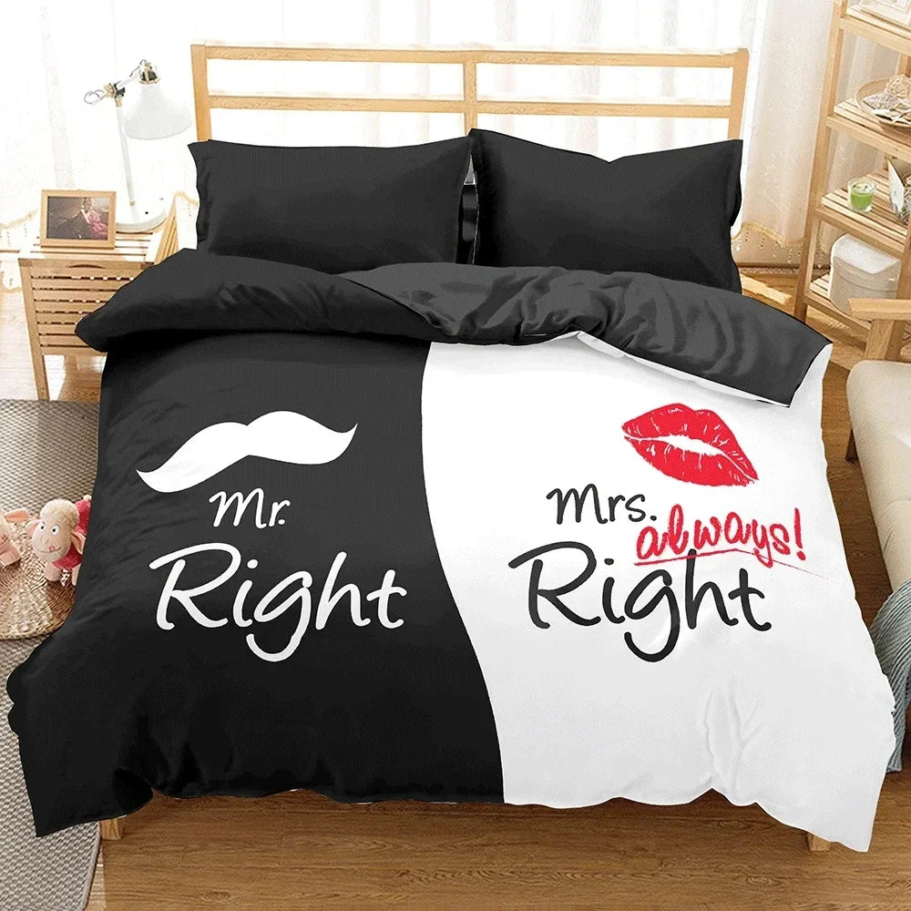 Couples Modern Duvet Cover Queen 220x240 260x240 Crown Bedding Set Black White Bed Cover For Double Bed 2 sp Adult Bedroom Set