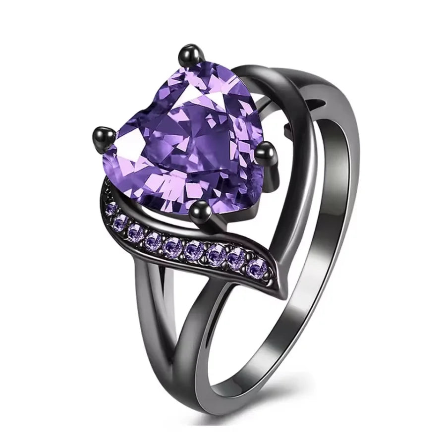 Fashion Couple Rings Romantic Women Heart Blue Rhinestones Zircon Ring Men Stainless Steel Celtic Dragon Ring Jewelry Wholesale