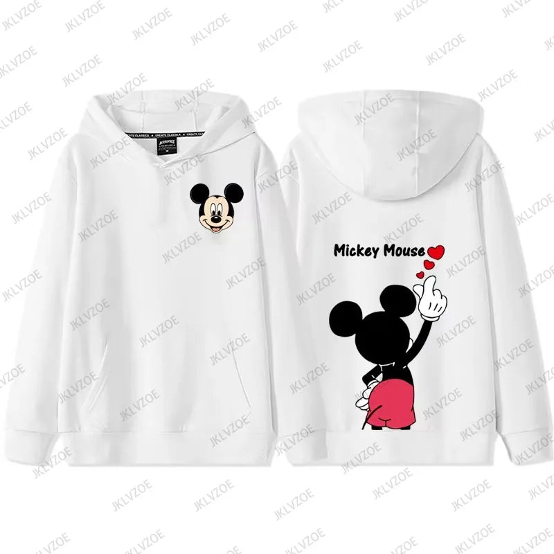 MINISO Cartoon Mickey Minnie Donald Duck Autumn Winter Long Sleeve Cotton Hoodie Women Men Sweatshirt Oversized Couple Tops