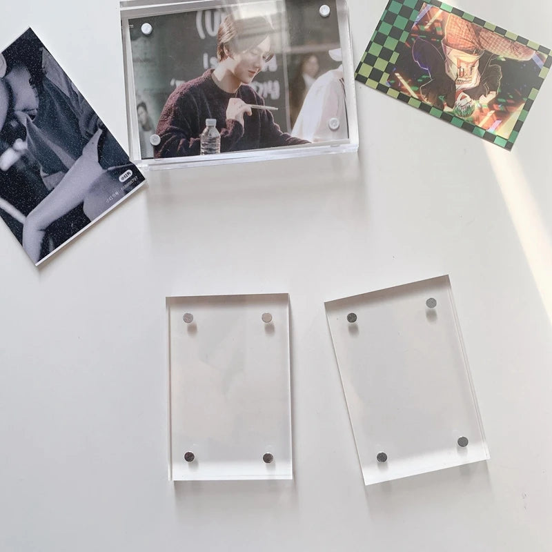 Acrylic Magnetic Frame Double Sided Clear Magnetic Photo Frames Mini Picture Display Stand Kpop Photocard Holder Home Decor