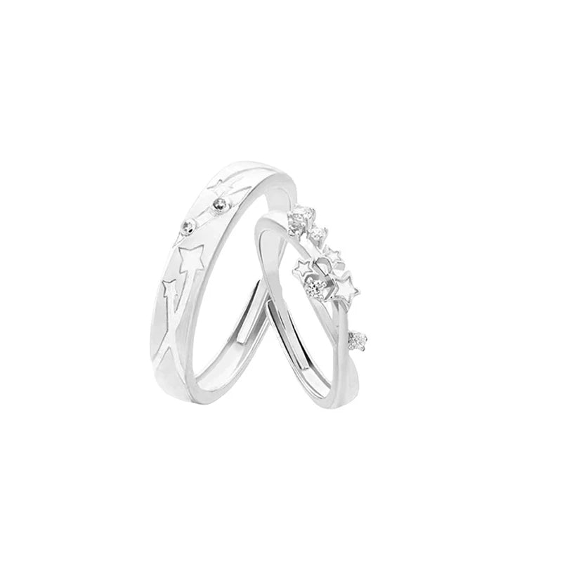 2Pc Luminous Star Adjustable Finger Ring Vintage Luxury Love Couples Rings Glow In Dark Y2K Jewelry Valentine's Day Gift