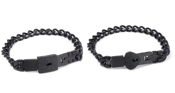 Stainless Steel Couple Bracelet Love Heart Lock Bracelets Bangle Key Pendant Necklace For Women Men Valentine's Day Jewelry Gift