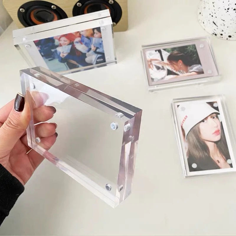 Acrylic Magnetic Frame Double Sided Clear Magnetic Photo Frames Mini Picture Display Stand Kpop Photocard Holder Home Decor