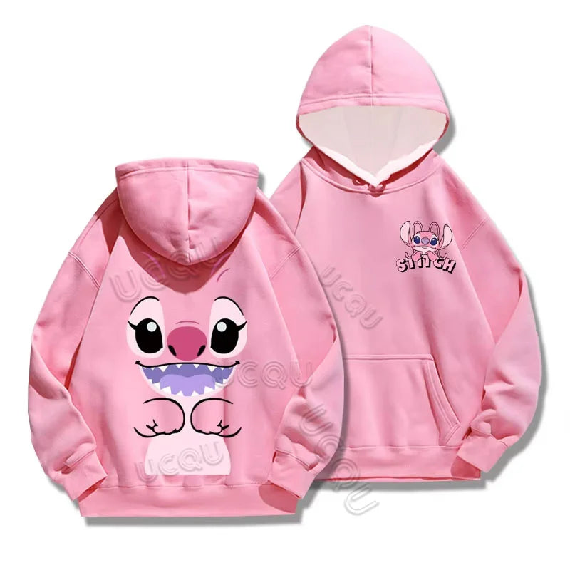 Miniso Funny Anime Autum Winter Men Women Hoodie Girl Boy Lilo and Stitch Sweatshirt Manga 3D Oversize Unisex Pullover Hoodies