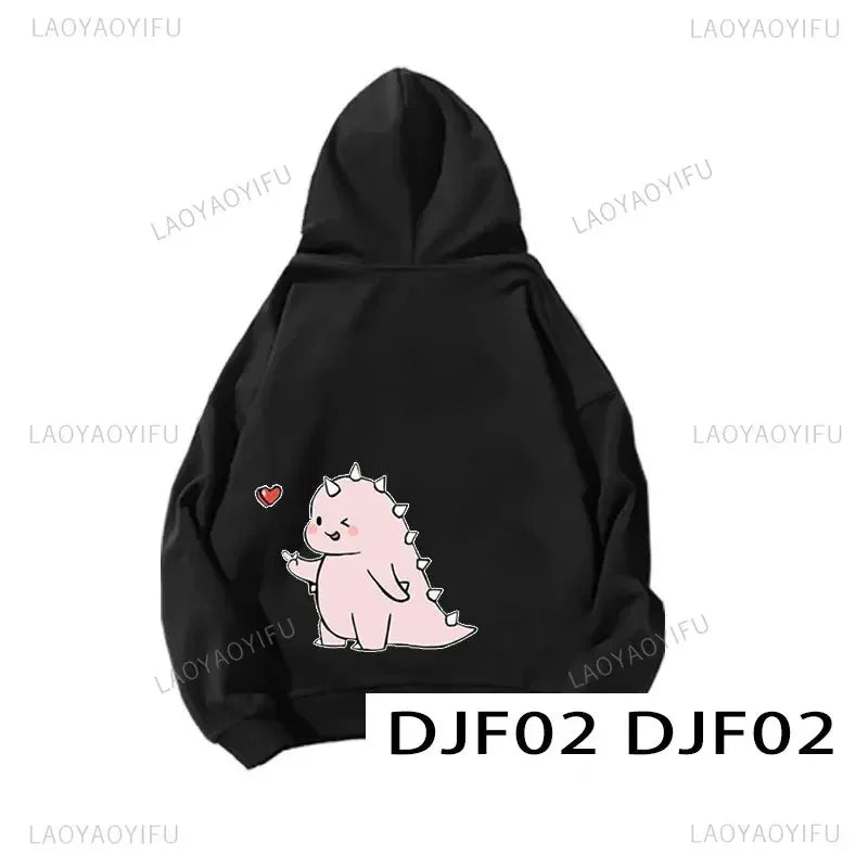 Cute Cartoon Dinosaur Pullover Couple Spring Hooded Women Men Fashion All-Match Hoodie Clothing Female Personality Streetwear