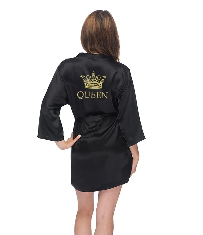King And Queen Satin Robes Set Couple Couples Robes Mr. And Mrs. Kimono for Bride Kimonos Mr and Mrs Personalized Robes