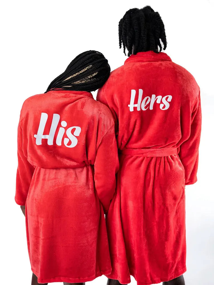 Personalized Plush Flannel Bathrobes Customized Bathrobes His Hers Names Bath Robes Wedding Gifts Couple Winter Robes King Queen