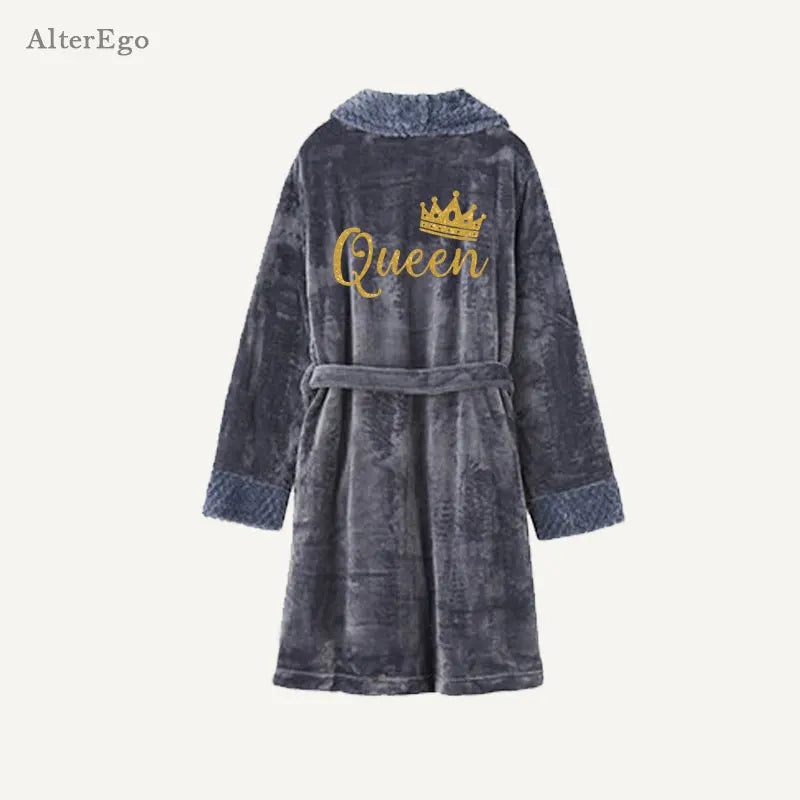 Custom Couple Bathrobe Personalized Wedding Bathrobe Flannel Anniversary King Queen Robes Honeymoon Mr Gift Bride And Groom Gift