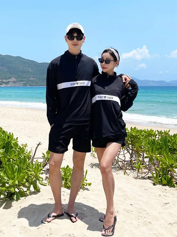 Men's Women's 3-5pcs/set Long Sleeve Rash Guards Loose Fit Swim Shirt UV Sun Protection Swimsuit Top&Bottom Fishing Run Sunsuit