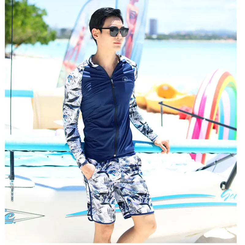 Womens Men Long Sleeve Rash Guard Swimsuit Sun Protection Sport Wetsuit 2-3 Pieces Swimsuit Set Water Sports Beachwear Tracksuit