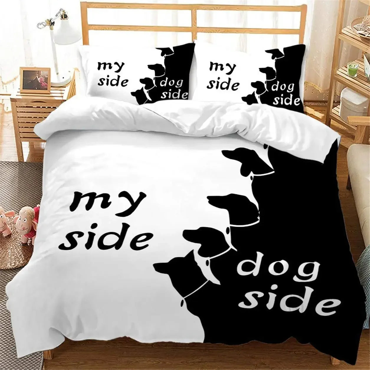 Black And White Duvet Cover Set King And Queen Bedding Set For Couple Romantic Valentine's Day Presents Polyester Duvet Cover
