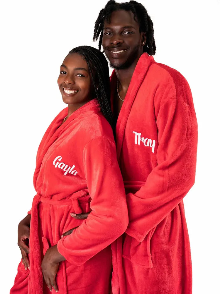 Personalized Plush Flannel Bathrobes Customized Bathrobes His Hers Names Bath Robes Wedding Gifts Couple Winter Robes King Queen