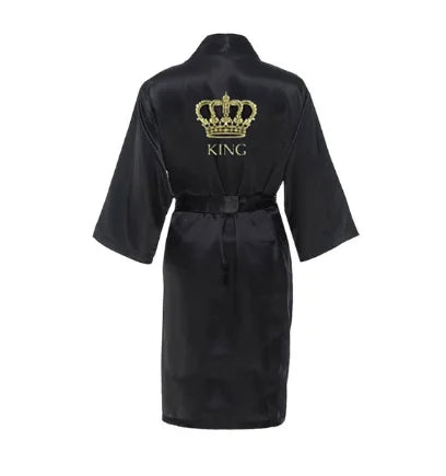 King And Queen Satin Robes Set Couple Couples Robes Mr. And Mrs. Kimono for Bride Kimonos Mr and Mrs Personalized Robes