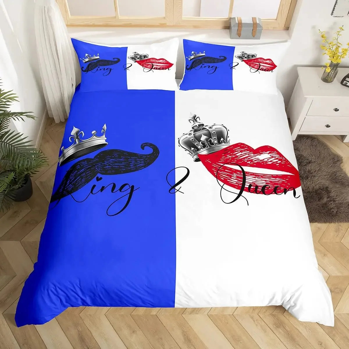 King and Queen Duvet Cover Set 2/3 Pcs Romantic Valentine's Day Bedding Set Microfiber Comforter Cover Wedding Anniversary Gifts