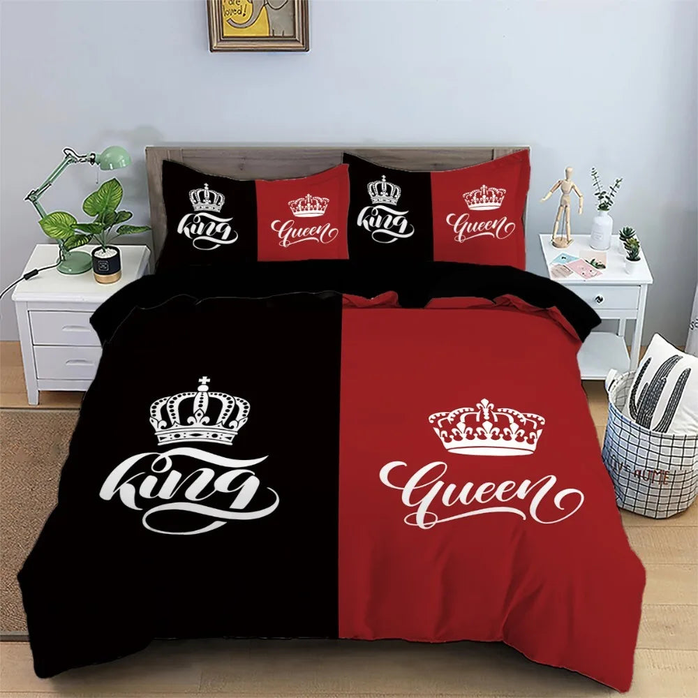 crown love 2/3 piece bedroom set,Children'sGift Teenagers adulte Microfibre double bed Duvet Cover with Zip Room Decor 