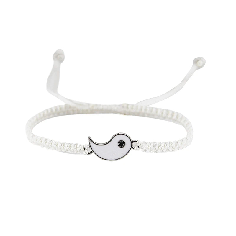 1PC Unique Simple Tai Chi Bagua Black And White Yin And Yang Rope Braided Telescopic Adjustment Bracelet For Men And Women Coupl