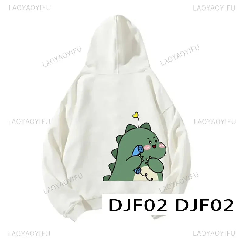 Cute Cartoon Dinosaur Pullover Couple Spring Hooded Women Men Fashion All-Match Hoodie Clothing Female Personality Streetwear