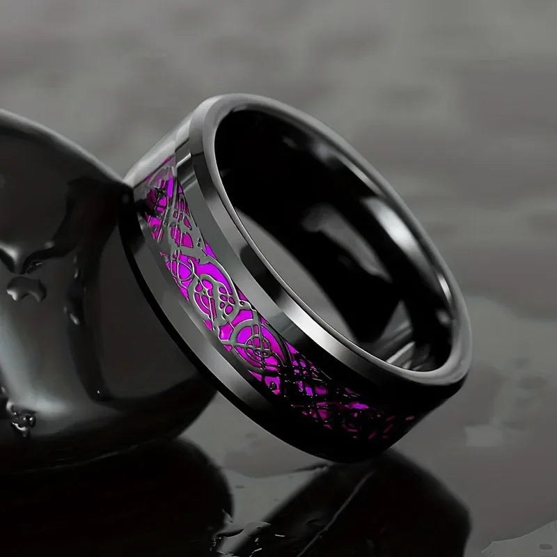 Sweet romantic love heart ring for women, men dragon pattern stainless steel couple jewelry wholesale