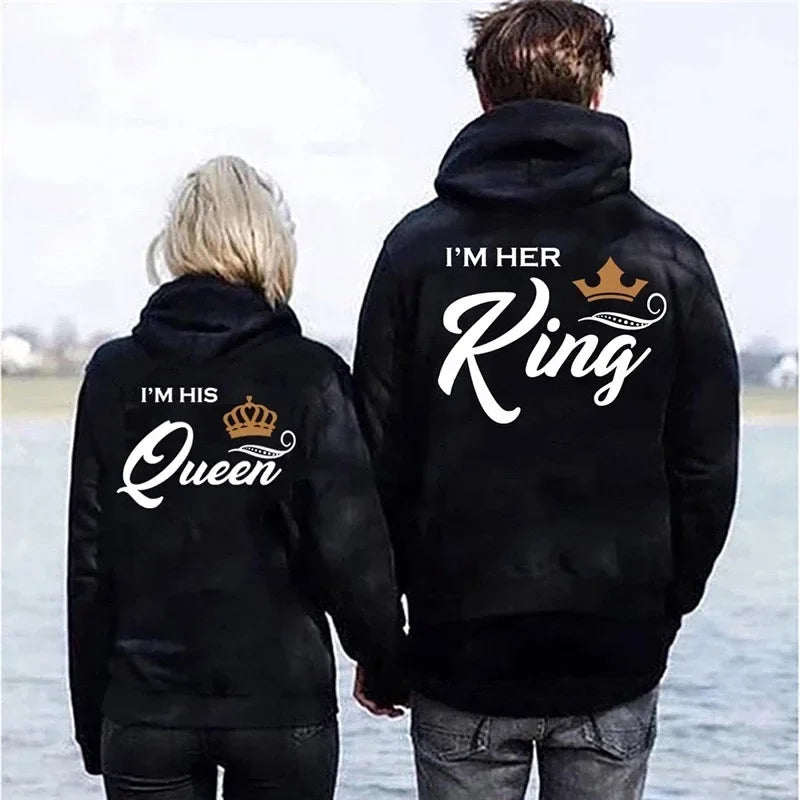 2023wish Quick Sell Couple Sweatshirt Hooded Printing King Queen Casual Style